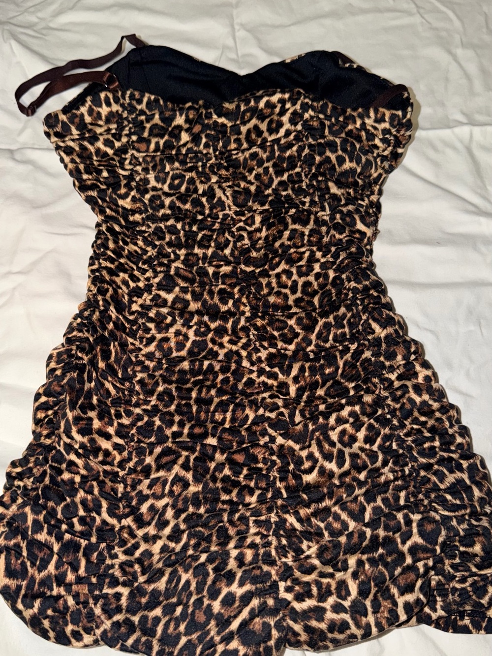 Pinup Couture Leopard Print Swim Dress in Black and Tan - Picture 4 of 4